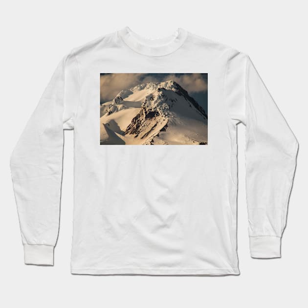 Sunrise And Snow-Capped Hood © Long Sleeve T-Shirt by PrinceJohn